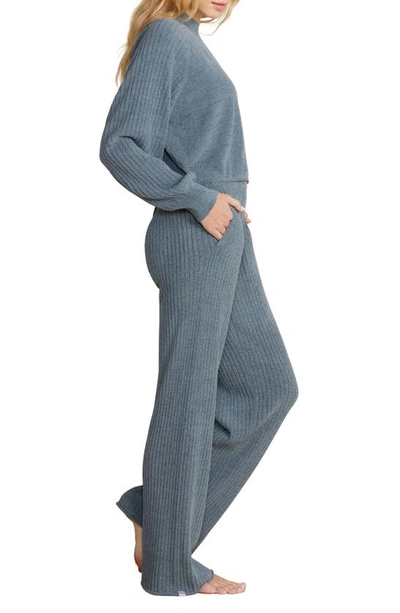 Shop Barefoot Dreams Cozychic® Ultra Lite® Rib Rolled Edge Pants In Blue Cove