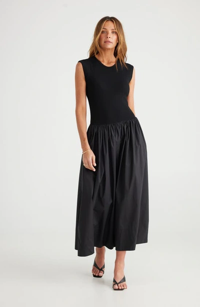 Shop Brave + True Daphne Mixed Media Sleeveless Maxi Dress In Black