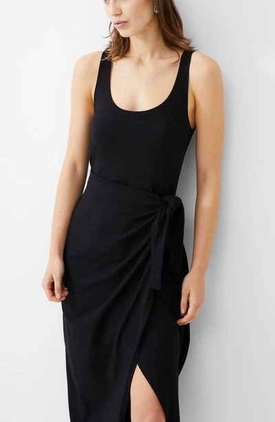 Shop French Connection Zena Jersey Faux Wrap Midi Dress In Black