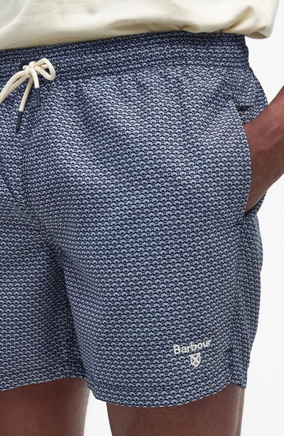 Shop Barbour Shell Swim Trunks In Navy