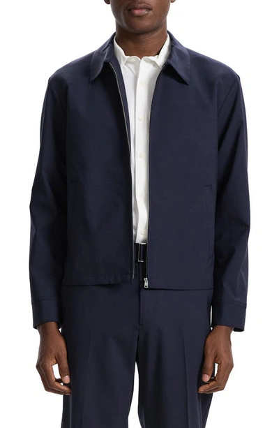 Shop Theory Hazeleton New Tailored Stretch Virgin Wool Jacket In Navy