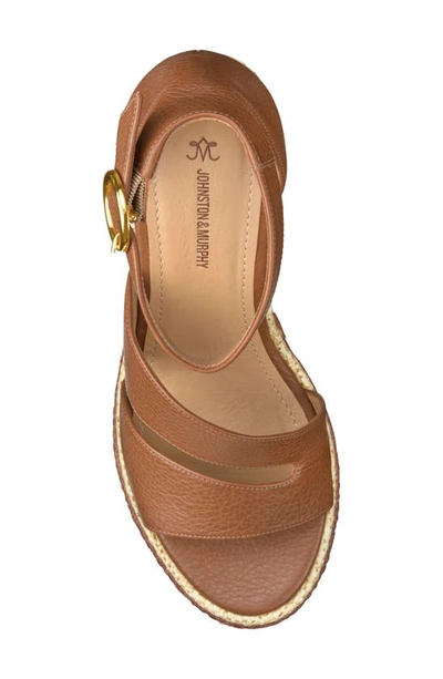 Shop Johnston & Murphy Marcia Platform Wedge Sandal In Cognac Calfskin