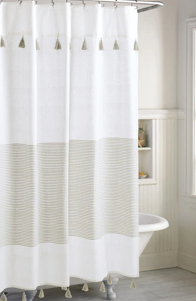 Shop Peri Home Panama Stripe Shower Curtain In Taupe
