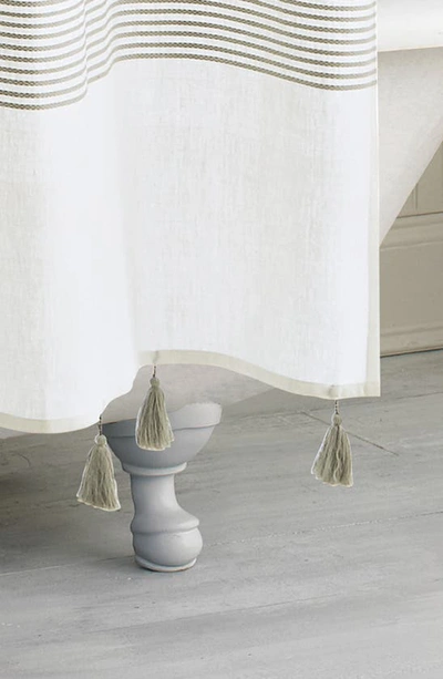 Peri Home Panama Stripe Shower Curtain In Taupe