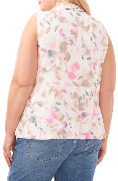 Shop Vince Camuto Floral Sleeveless Cowl Neck Top In New Ivory