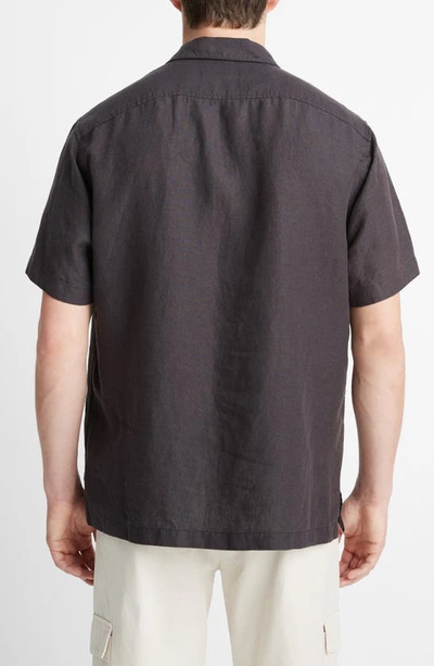 Shop Vince Quarter Zip Short Sleeve Shirt In Washed Black