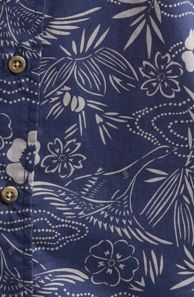 Shop Rails Monaco Floral Short Sleeve Button-up Shirt In Japanese Stencil Navy