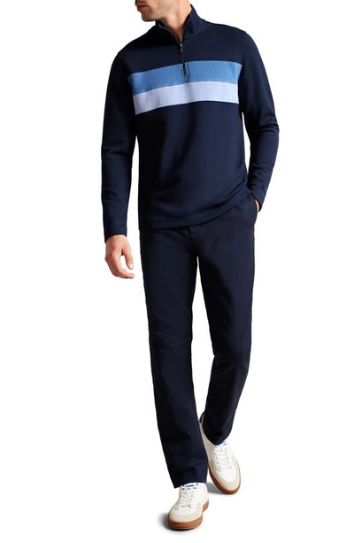 Shop Ted Baker Veller Stripe Half Zip Pullover In Navy