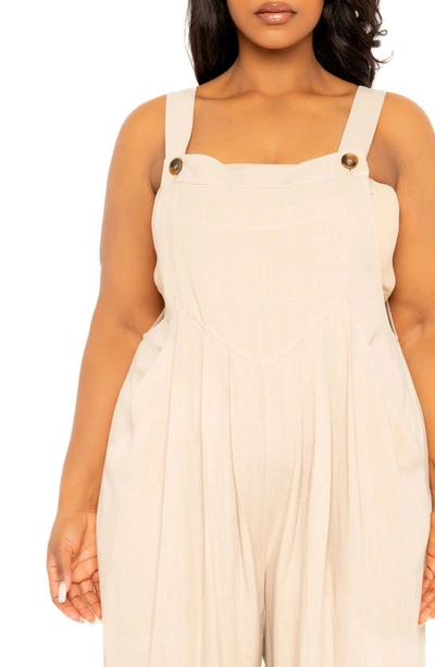 Buxom Couture Wide Leg Jumpsuit In Beige