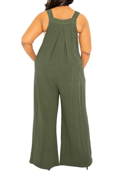 Shop Buxom Couture Wide Leg Jumpsuit In Olive
