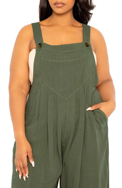 Shop Buxom Couture Wide Leg Jumpsuit In Olive