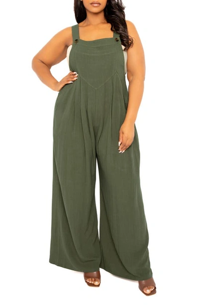 Shop Buxom Couture Wide Leg Jumpsuit In Olive