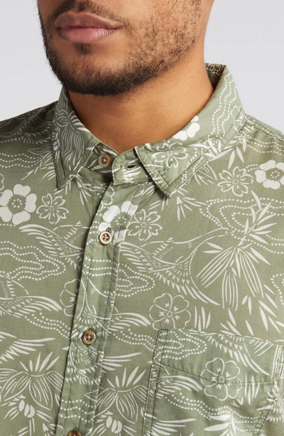 Shop Rails Monaco Floral Short Sleeve Button-up Shirt In Japanese Stencil Fatigue