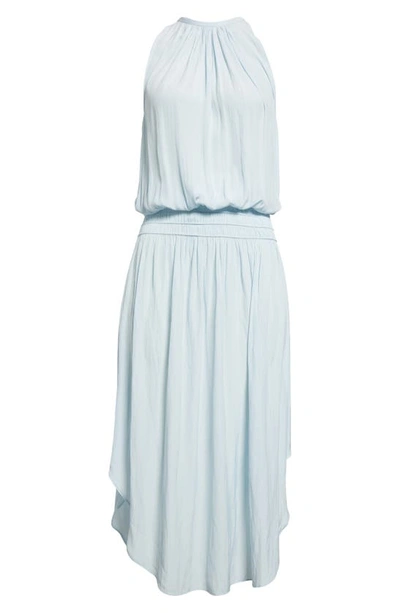 Shop Ramy Brook Audrey Smocked Waist Sleeveless Midi Dress In Crystal Blue