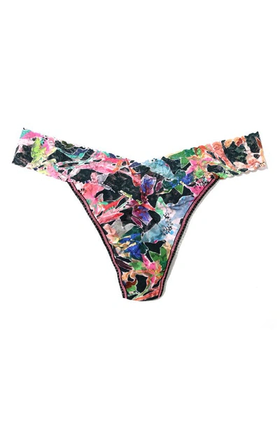 Shop Hanky Panky Floral Print Original Rise Lace Thong In Unapologetic