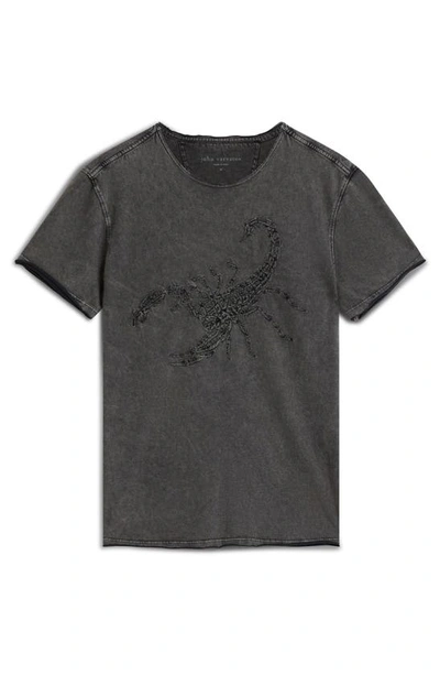 Shop John Varvatos Scorpion Embroidered Cotton T-shirt In Charcoal