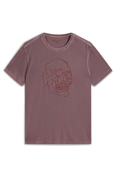 Shop John Varvatos Beaded Skull Cotton T-shirt In Mauvewood