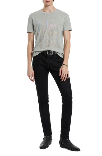 Shop John Varvatos Embroidered Cotton Graphic T-shirt In Grey