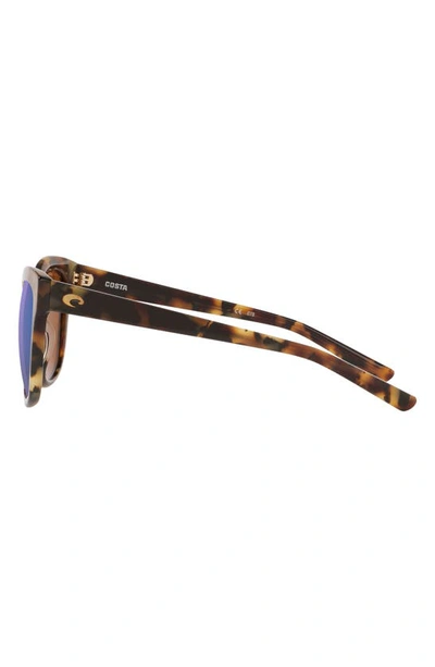 Shop Costa Del Mar Bimini 55mm Mirrored Polarized Cat Eye Sunglasses In Green