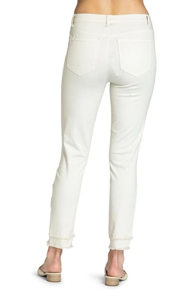 Apny Liberty Asymmetric Fray Hem Skinny Jeans In Natural