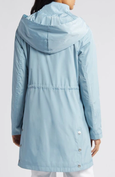 Via Spiga Water Resistant Packable Rain Jacket In Sky Blue