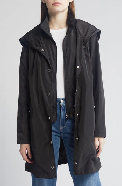 Shop Via Spiga Water Resistant Packable Rain Jacket In Black