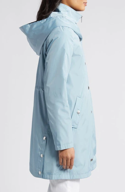 Via Spiga Water Resistant Packable Rain Jacket In Sky Blue