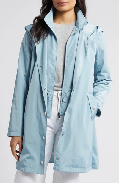 Via Spiga Water Resistant Packable Rain Jacket In Sky Blue