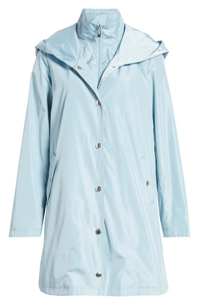 Via Spiga Water Resistant Packable Rain Jacket In Sky Blue