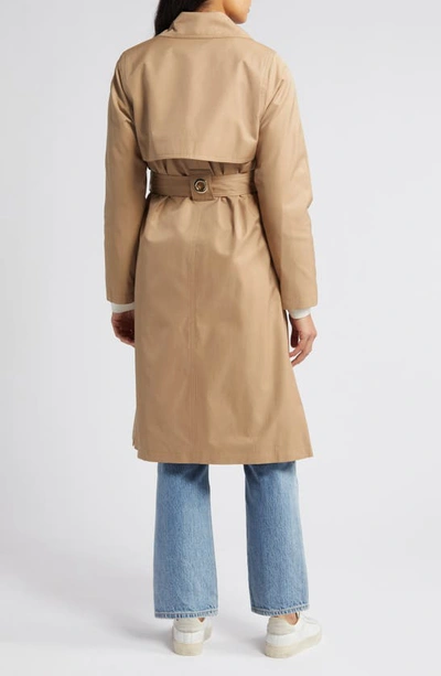Shop Via Spiga Water Repellent Double Breasted Cotton Blend Trench Coat In Camel/ Cream