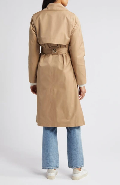 Via Spiga Water Repellent Double Breasted Cotton Blend Trench Coat In Camel/ Cream