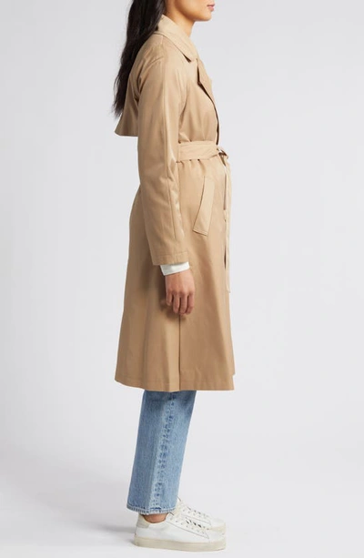 Via Spiga Water Repellent Double Breasted Cotton Blend Trench Coat In Camel/ Cream