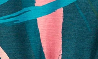 Shop Vineyard Vines Print Puff Sleeve Cutout Linen Blend Dress In Tropical Absrt-blue