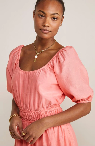 Shop Vineyard Vines Puff Sleeve Tiered Cotton & Silk Maxi Dress In Cayman