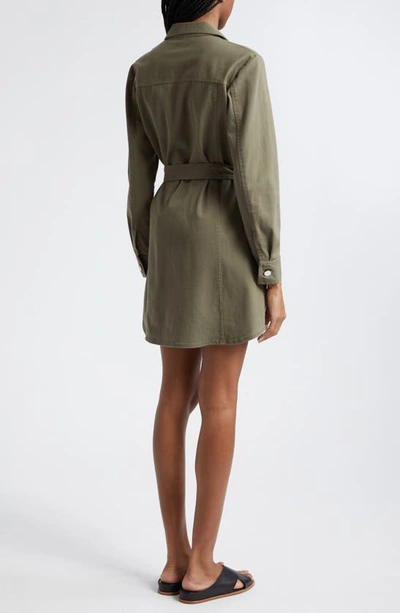 Shop Atm Anthony Thomas Melillo Long Sleeve Stretch Cotton Twill Shirtdress In Army