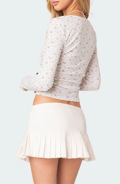 Edikted Women's Aviana Printed Point Elle Top In Cream