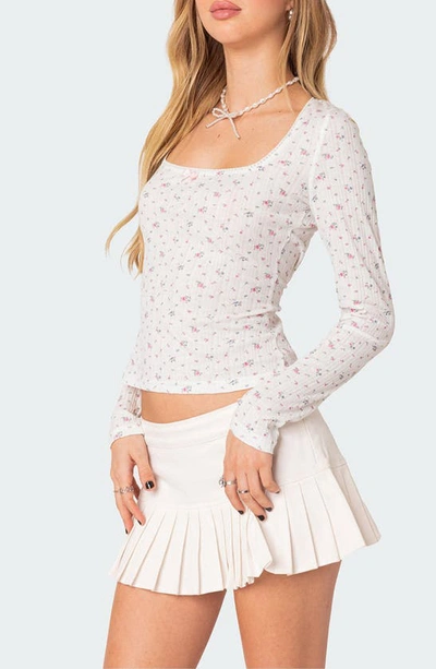 Edikted Women's Aviana Printed Point Elle Top In Cream