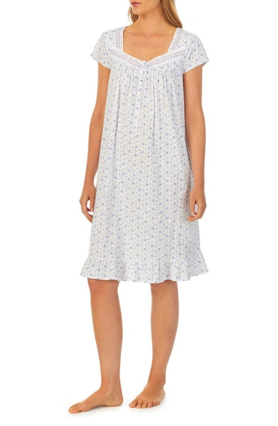 Shop Eileen West Floral Print Cap Sleeve Cotton Jersey Short Nightgown In Floralpt