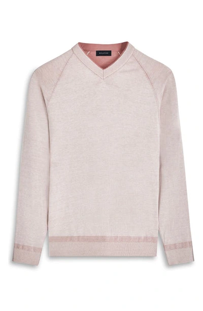 Shop Bugatchi Cotton & Silk V-neck Sweater In Dusty Pink