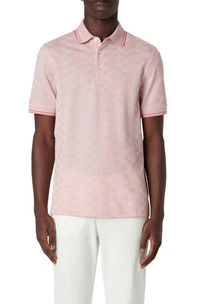 Shop Bugatchi Checkerboard Pattern Piqué Polo In Dusty Pink