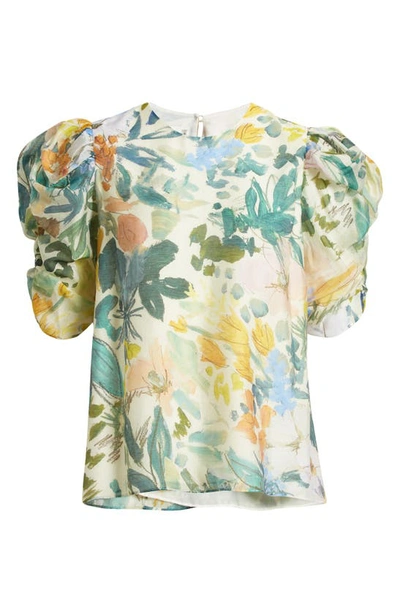 Shop Ted Baker Oasia Puff Sleeve Top In Ivory Multi