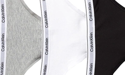 Shop Calvin Klein 3-pack Cotton Thongs In Grey/ Black/ White
