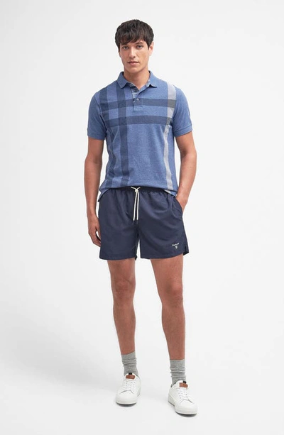 Barbour Staple Logo Embroidered Swim Trunks In Navy