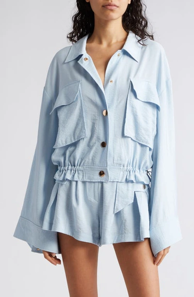 Shop Ramy Brook Chelsea Snap-up Jacket In Crystal Blue