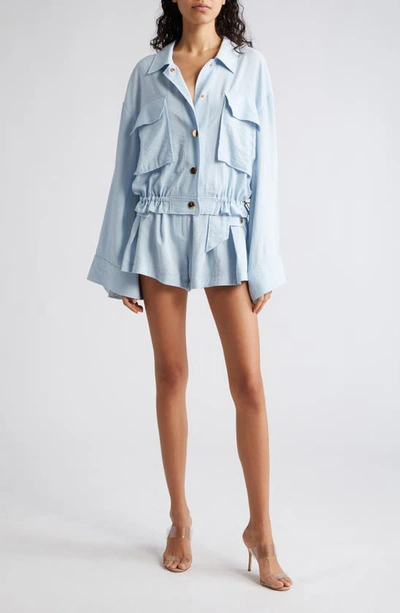Shop Ramy Brook Haylee Belted Cargo Shorts In Crystal Blue