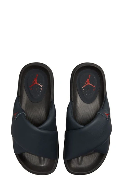 Shop Jordan Sophia Crisscross Slide Sandal In Off Noir/ Black/ Fire Red