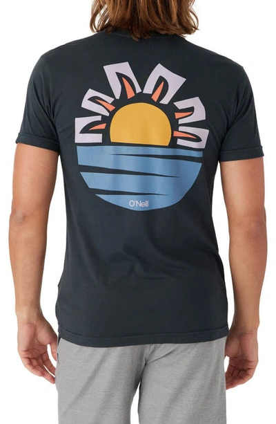 Shop O'neill Sun Organic Cotton Graphic T-shirt In Dark Charcoal