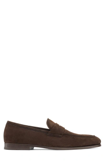To Boot New York Men's Ronny Apron Toe Penny Loafers In Dark Brown Suede