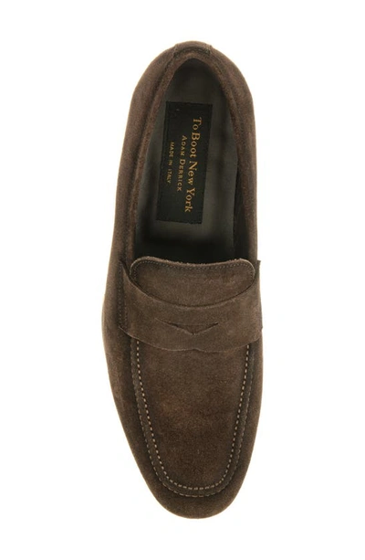 To Boot New York Men's Ronny Apron Toe Penny Loafers In Dark Brown Suede