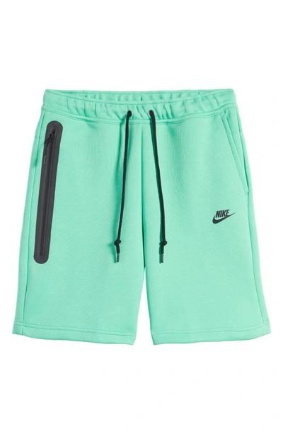 Shop Nike Tech Fleece Sweat Shorts In Spring Green/ Black